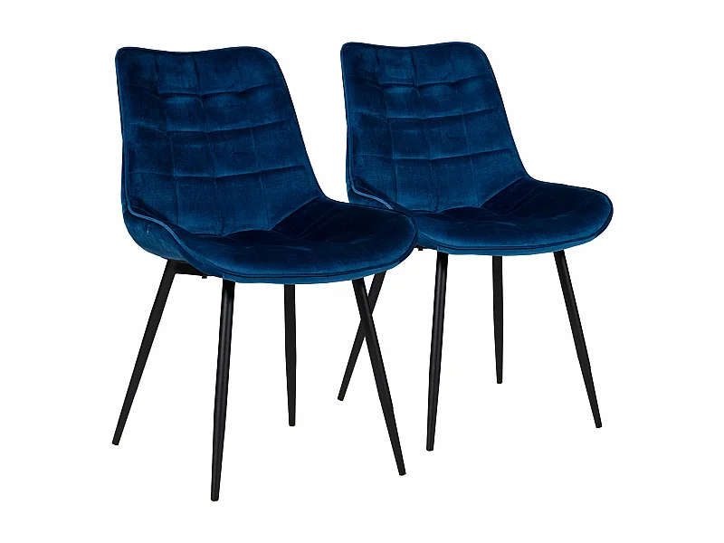 Set van 2 blauwe LOUISE fluwelen stoelen