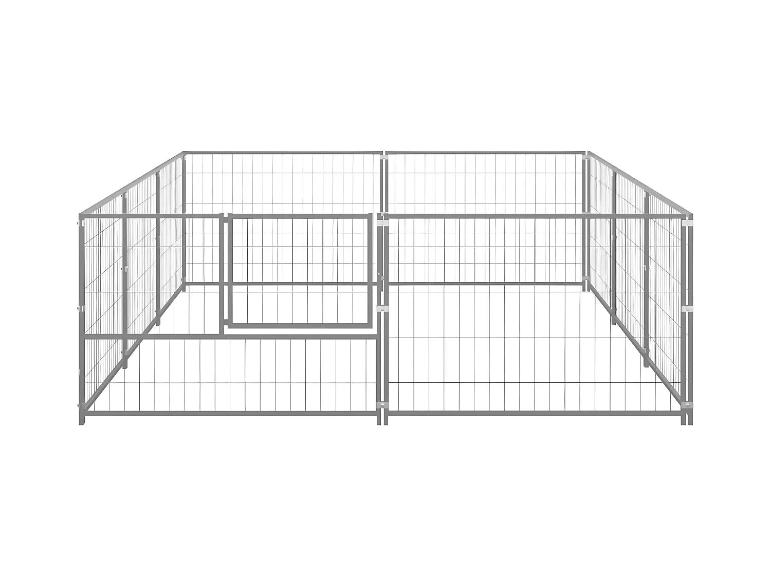 Hondenkennel 6 m² staal zilverkleurig NL486630