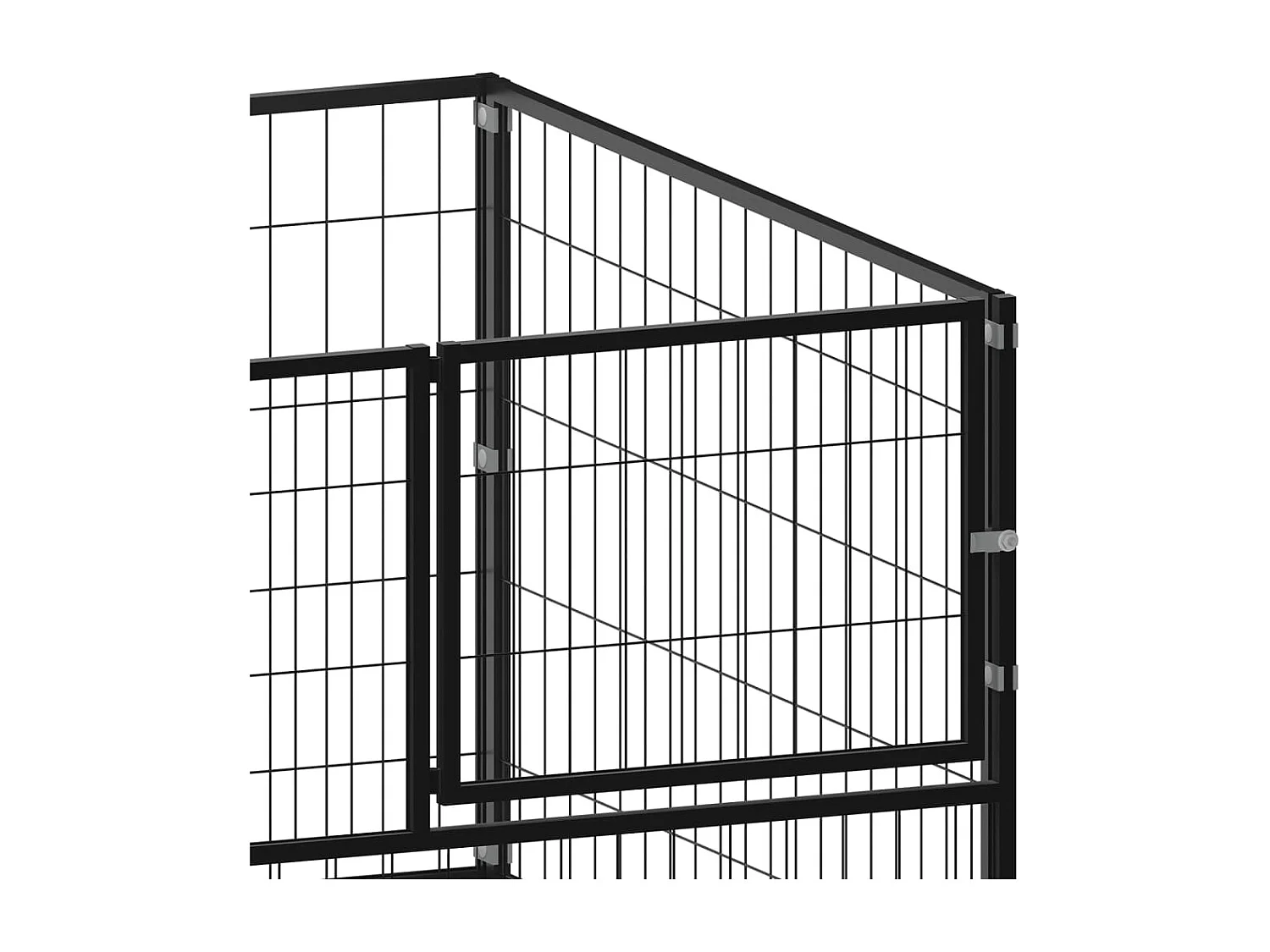 Chenil Noir 200x100x70 cm Acier RG3Q42102