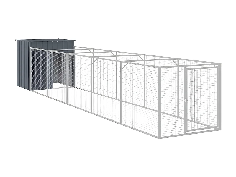 Casota p/ cães c/ parque 110x609x110 cm aço galvaniz. antracite PT436490