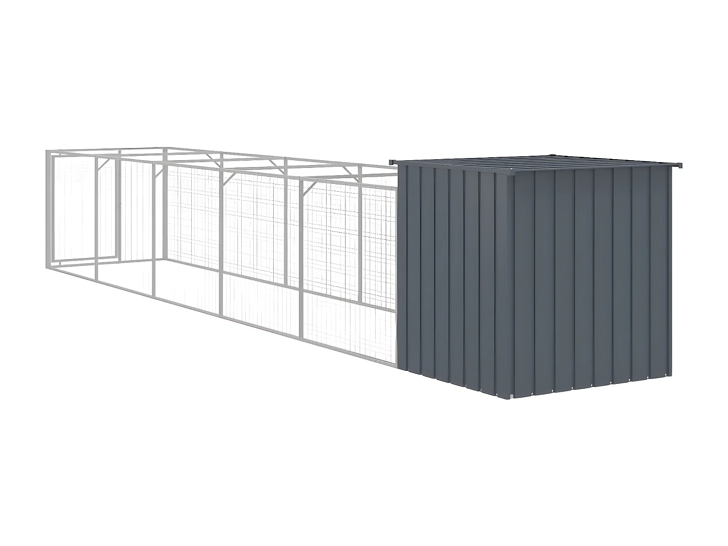 Niche pour chien avec cour anthracite 110x609x110 cm RG3Q37363