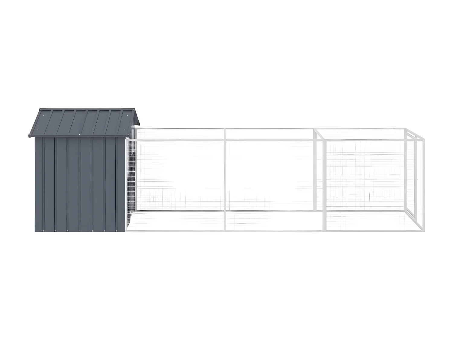 Casota p/ cães c/ telhado 117x405x123cm aço galvaniz. antracite PT745804
