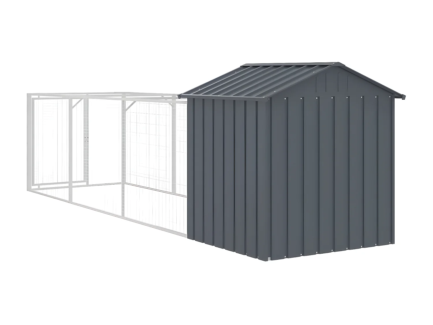 Casota p/ cães c/ telhado 117x405x123cm aço galvaniz. antracite PT745804