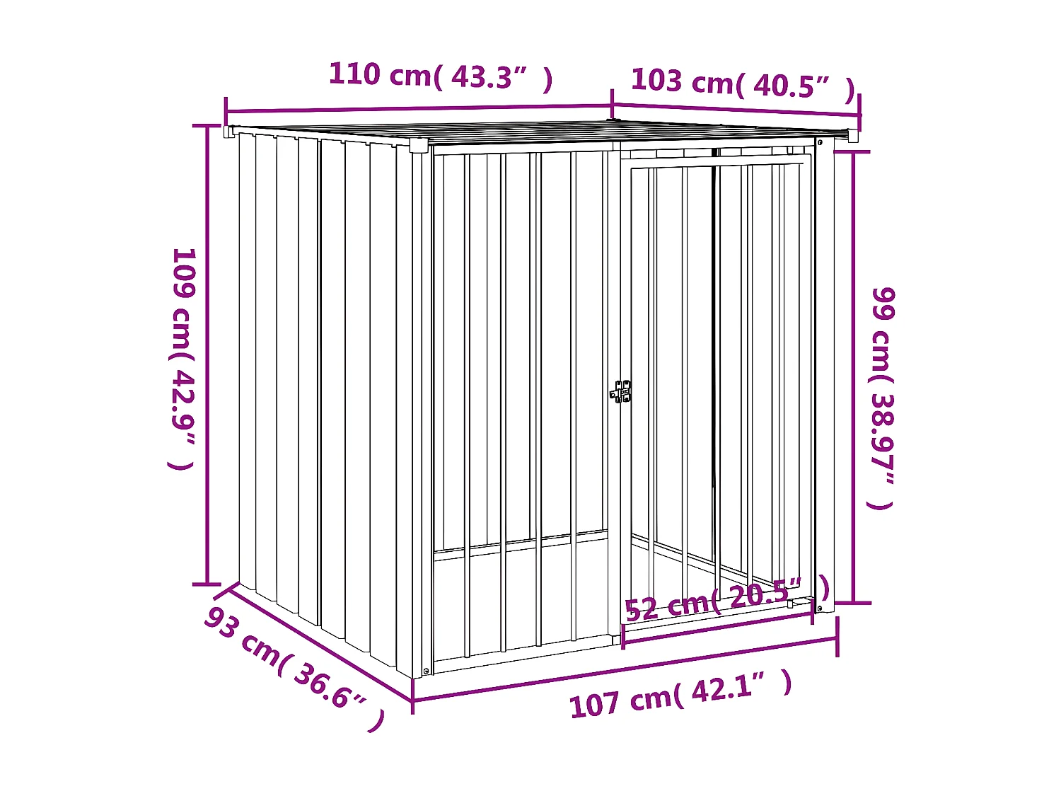 Niche pour chien avec toit noir 110x103x109 cm acier galvanisé RG3Q54701