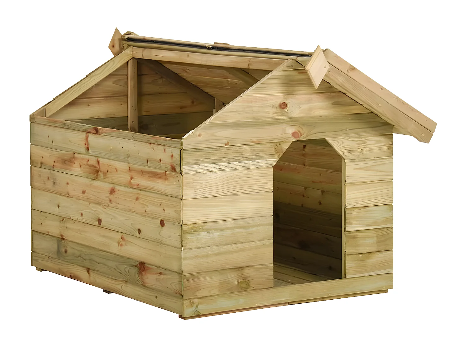 Casota para cão com telhado de abrir pinho impregnado PT440059