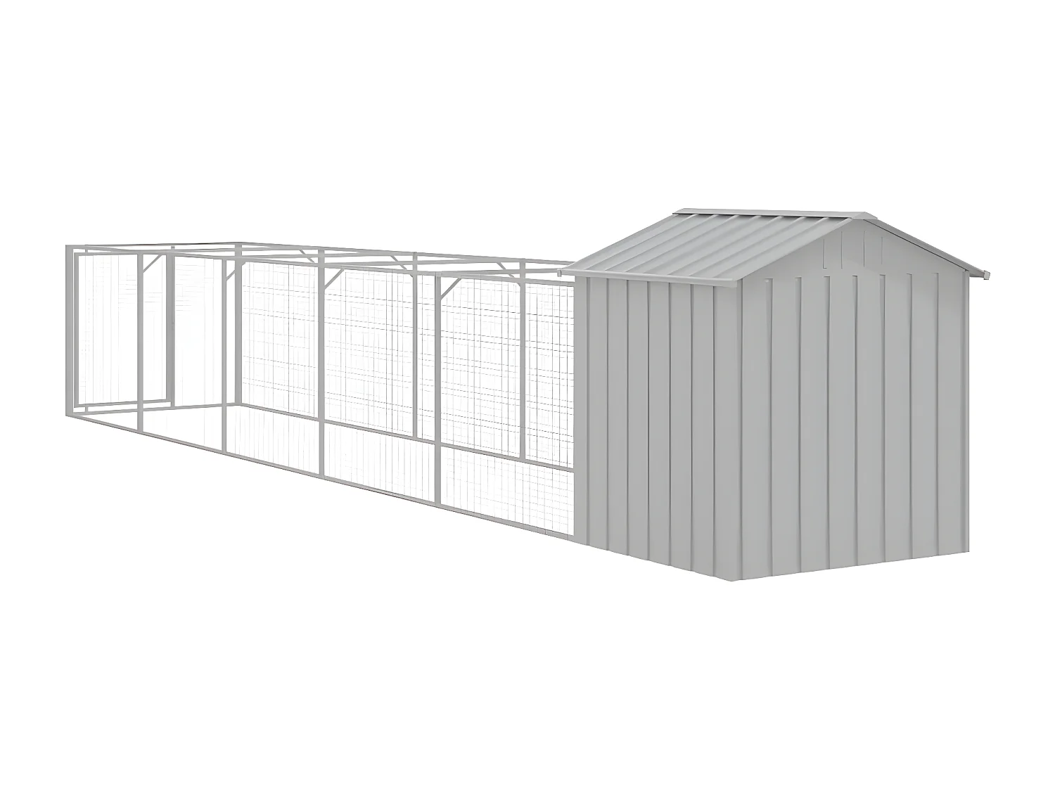 Casota para cães com telhado aço galvanizado cinzento-claro PT806284