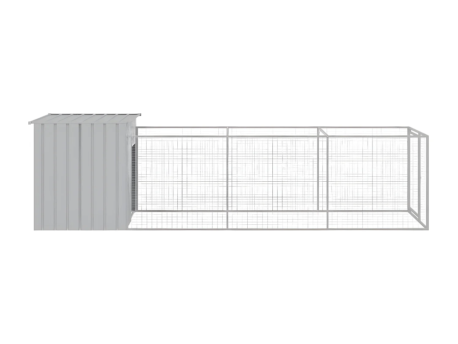 Casota cães c/ parque 110x405x110 cm aço galvaniz. cinza-claro PT933939