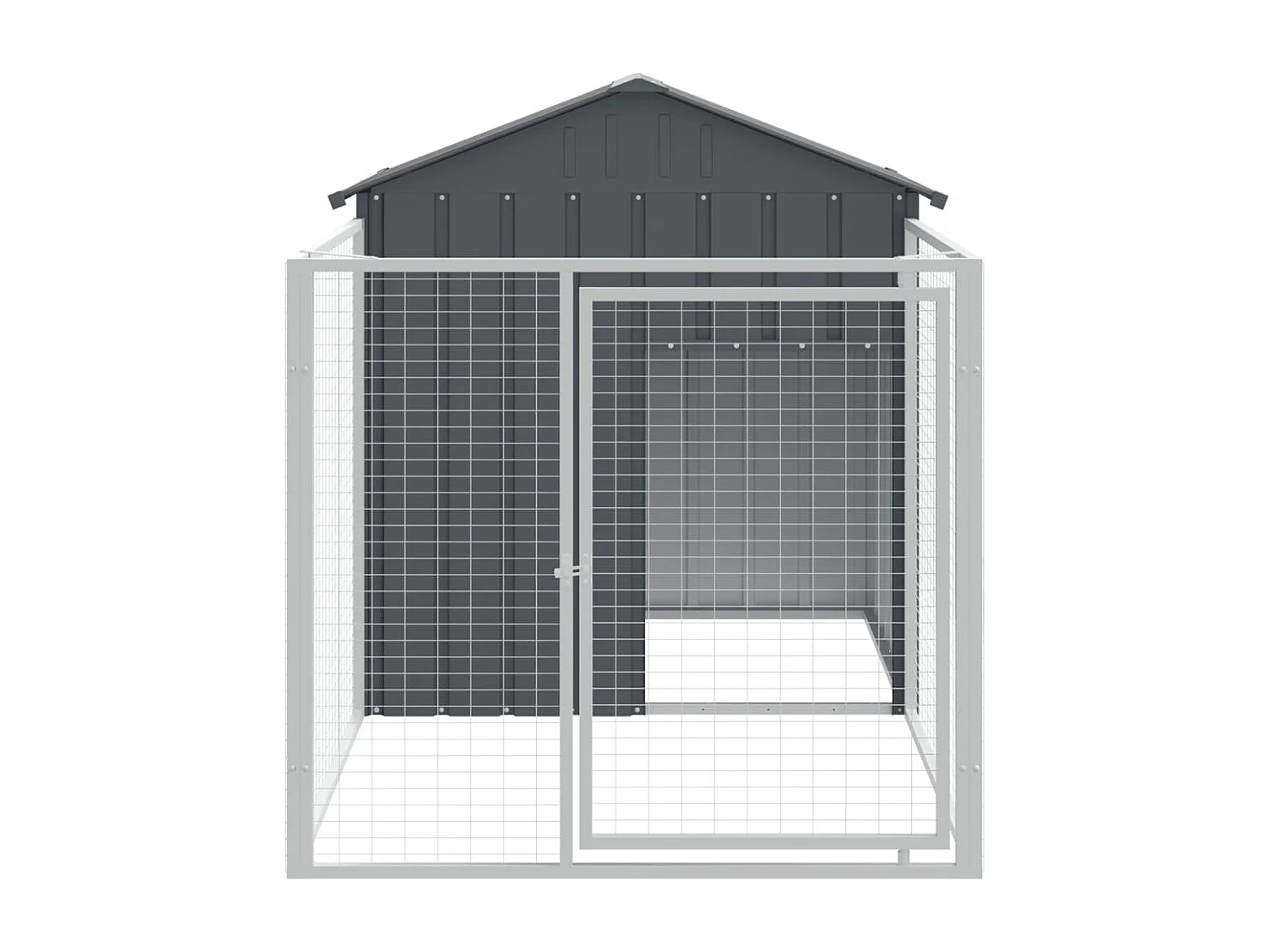 Casota para cães com parque aço galvanizado antracite PT165955