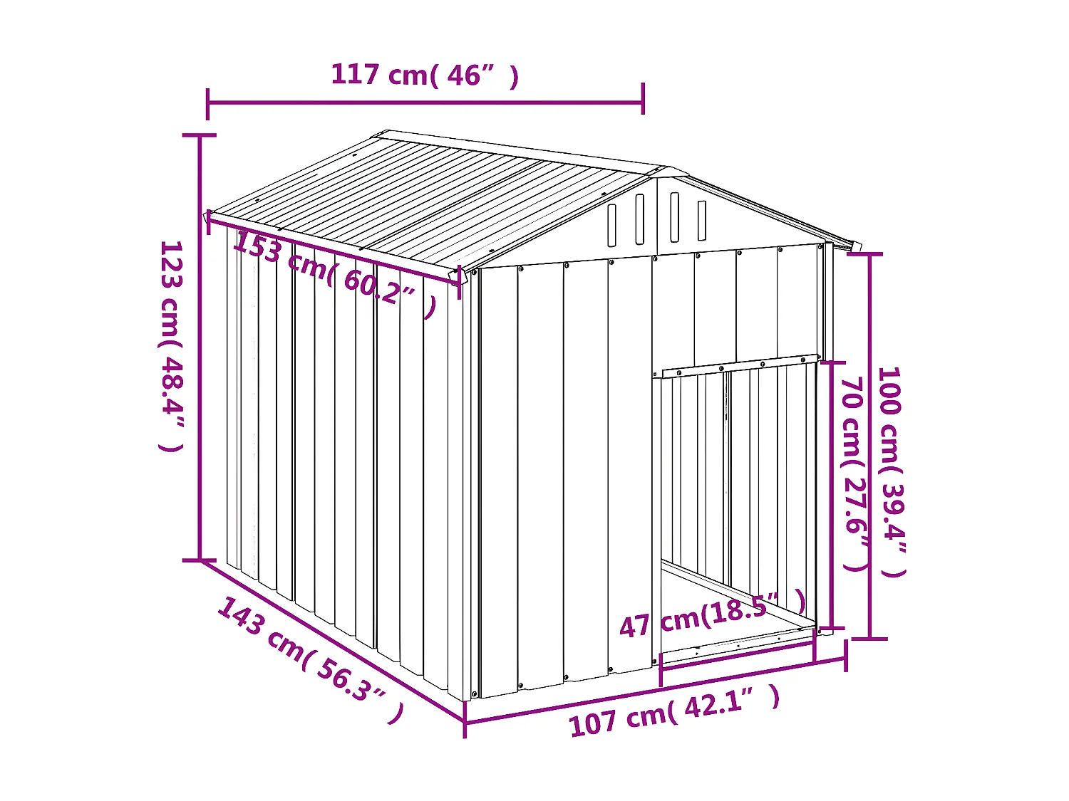 Caseta perros con tejado acero galvanizado gris 117x153x123 cm ES935258