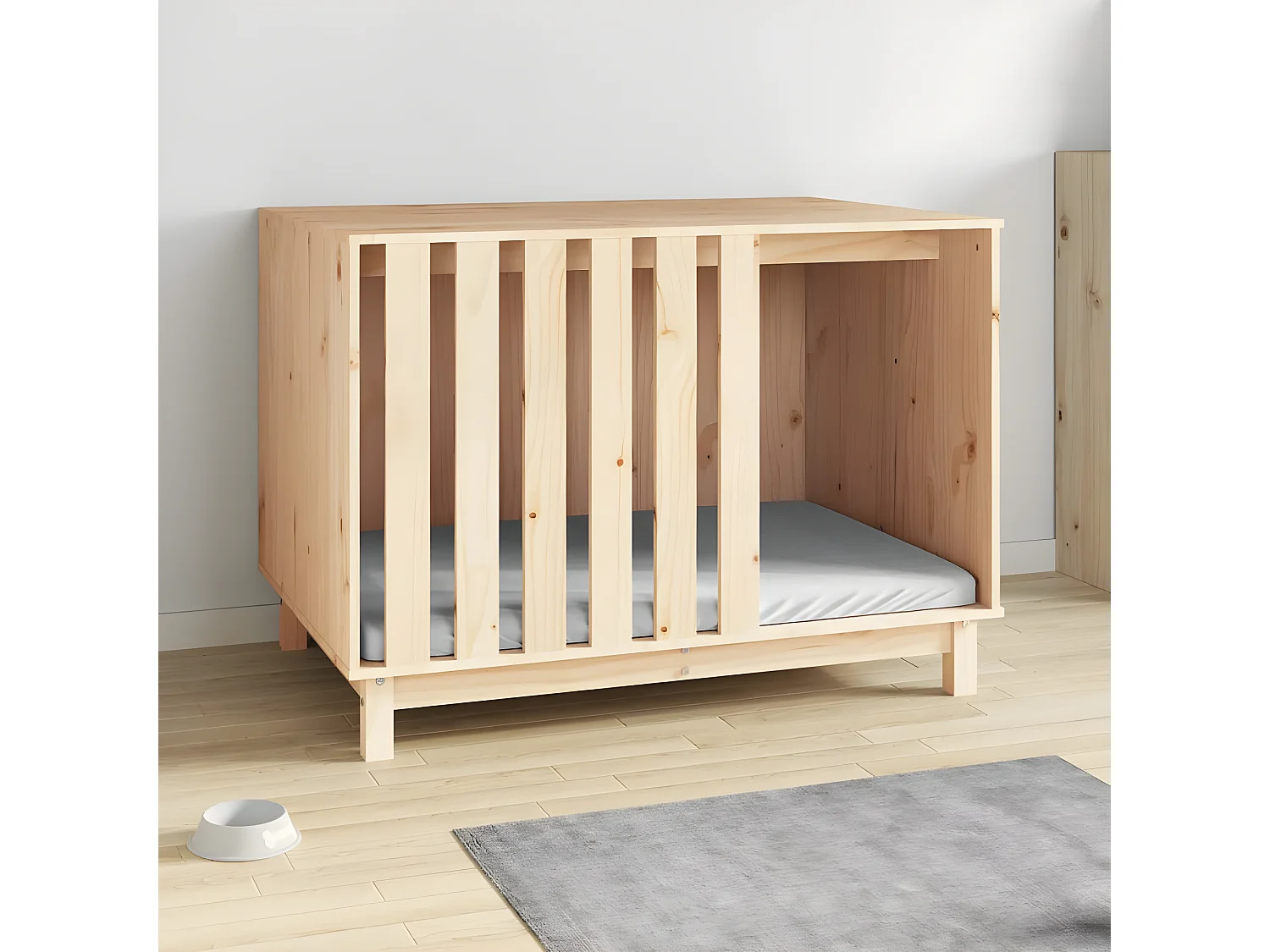 Caseta para perros madera maciza de pino 100x70x72 cm ES479543