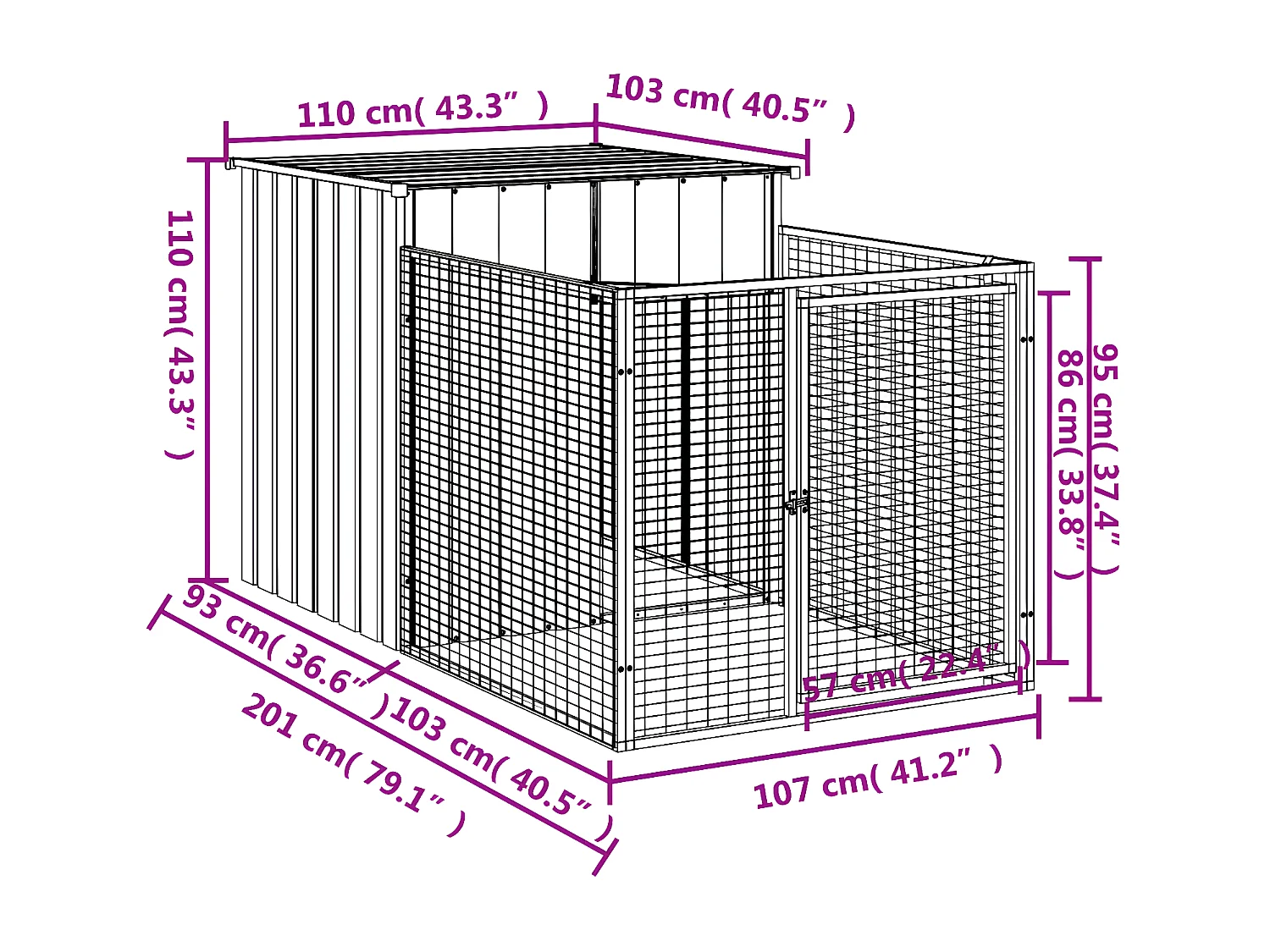 Niche pour chien avec cour anthracite 110x201x110 cm RG3Q94581