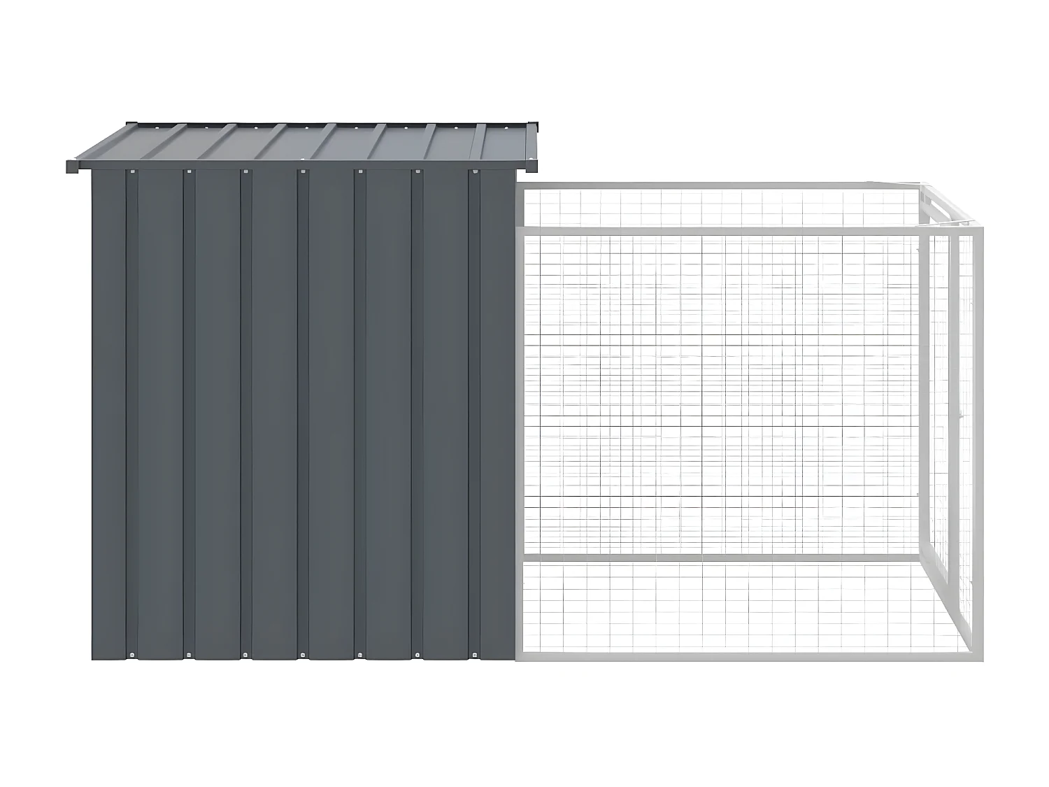 Caseta perros con corral acero galvanizado gris 110x201x110 cm ES475248