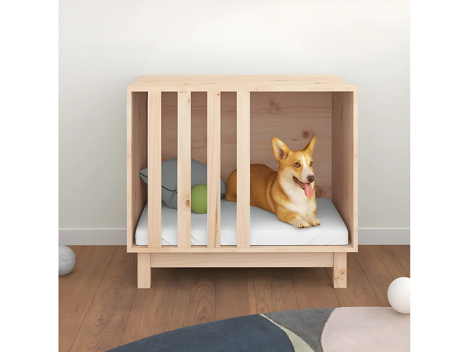 Caseta para perros madera maciza de pino 70x50x62 cm ES649256