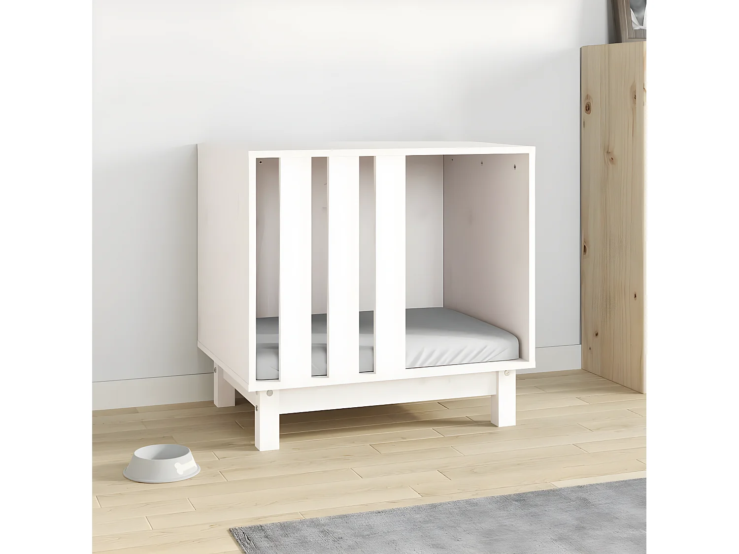 Casota para cães 60x45x57 cm madeira de pinho maciça branco PT192131