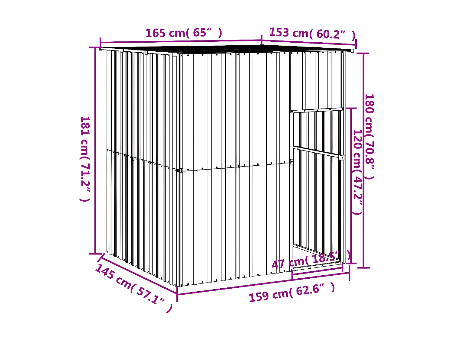 Niche pour chien avec toit anthracite 165x153x181 cm RG3Q60548