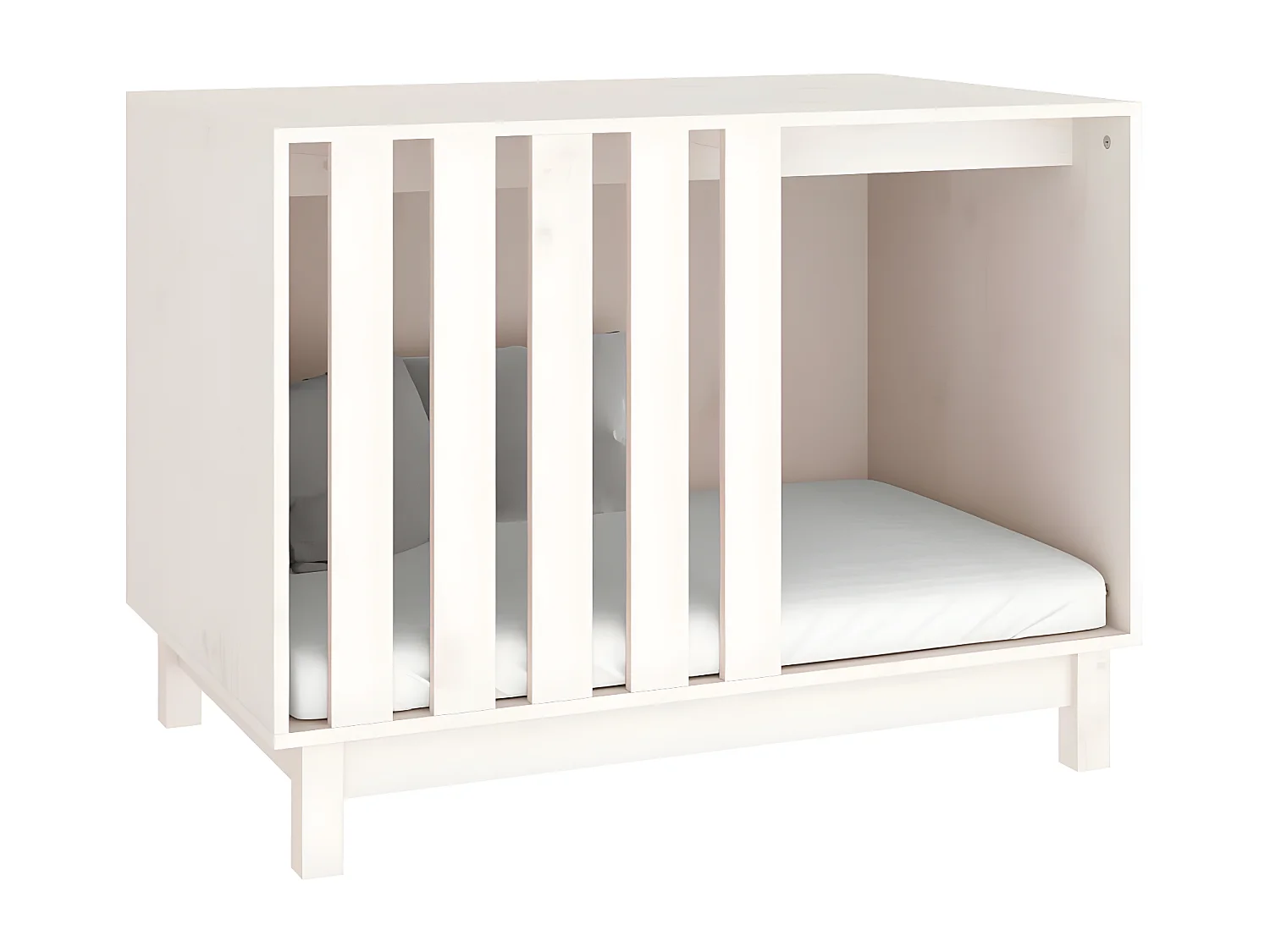 Caseta para perros madera maciza de pino blanco 90x60x67 cm ES840166