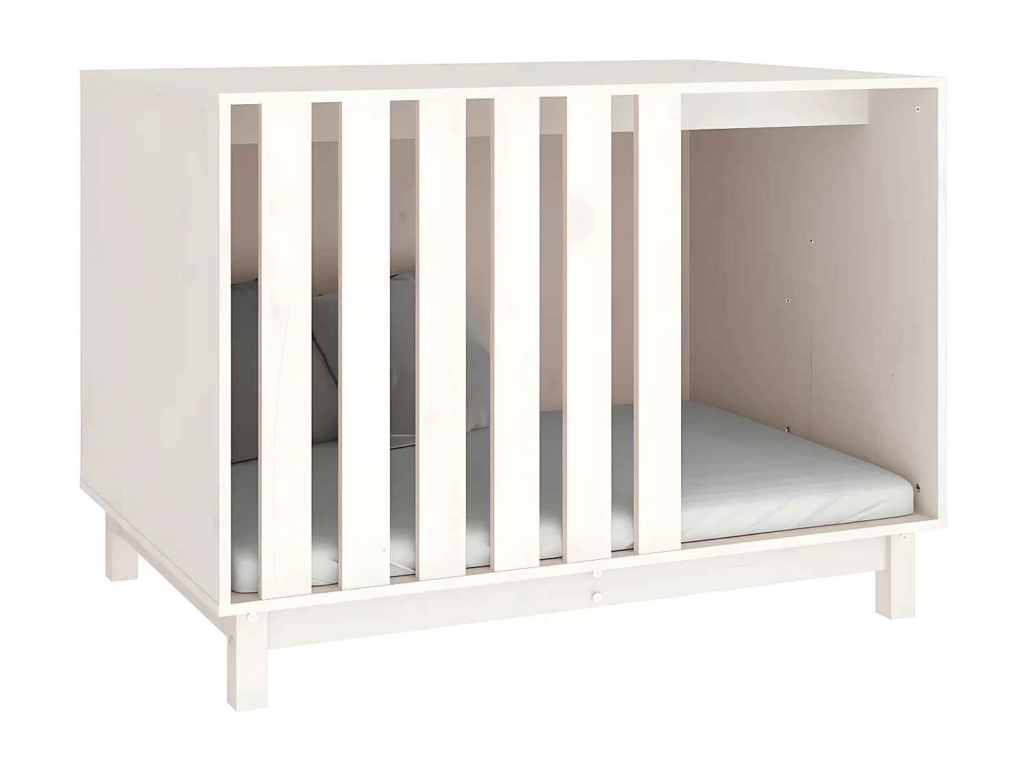 Cama para perros madera maciza de pino blanco 100x70x72 cm ES209656