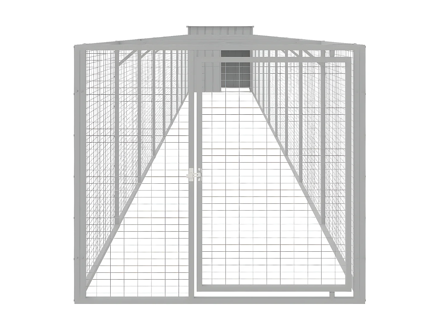 Casota p/cães c/parque 110x1017x110cm aço galvaniz. cinza-claro PT227170