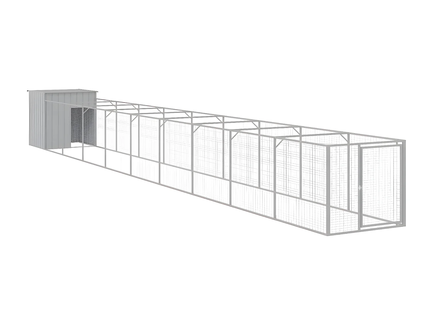 Casota p/cães c/parque 110x1017x110cm aço galvaniz. cinza-claro PT227170