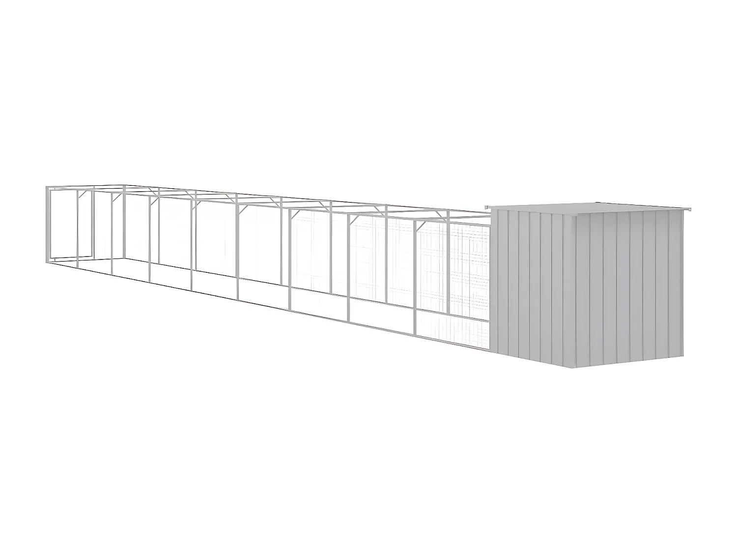 Casota p/cães c/parque 110x1017x110cm aço galvaniz. cinza-claro PT227170