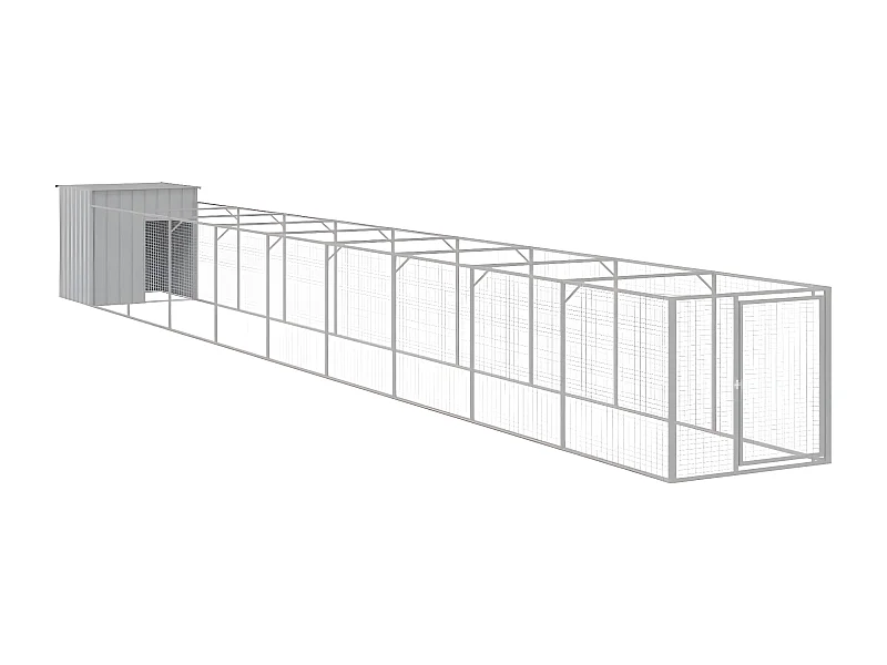 Casota p/cães c/parque 110x1017x110cm aço galvaniz. cinza-claro PT227170