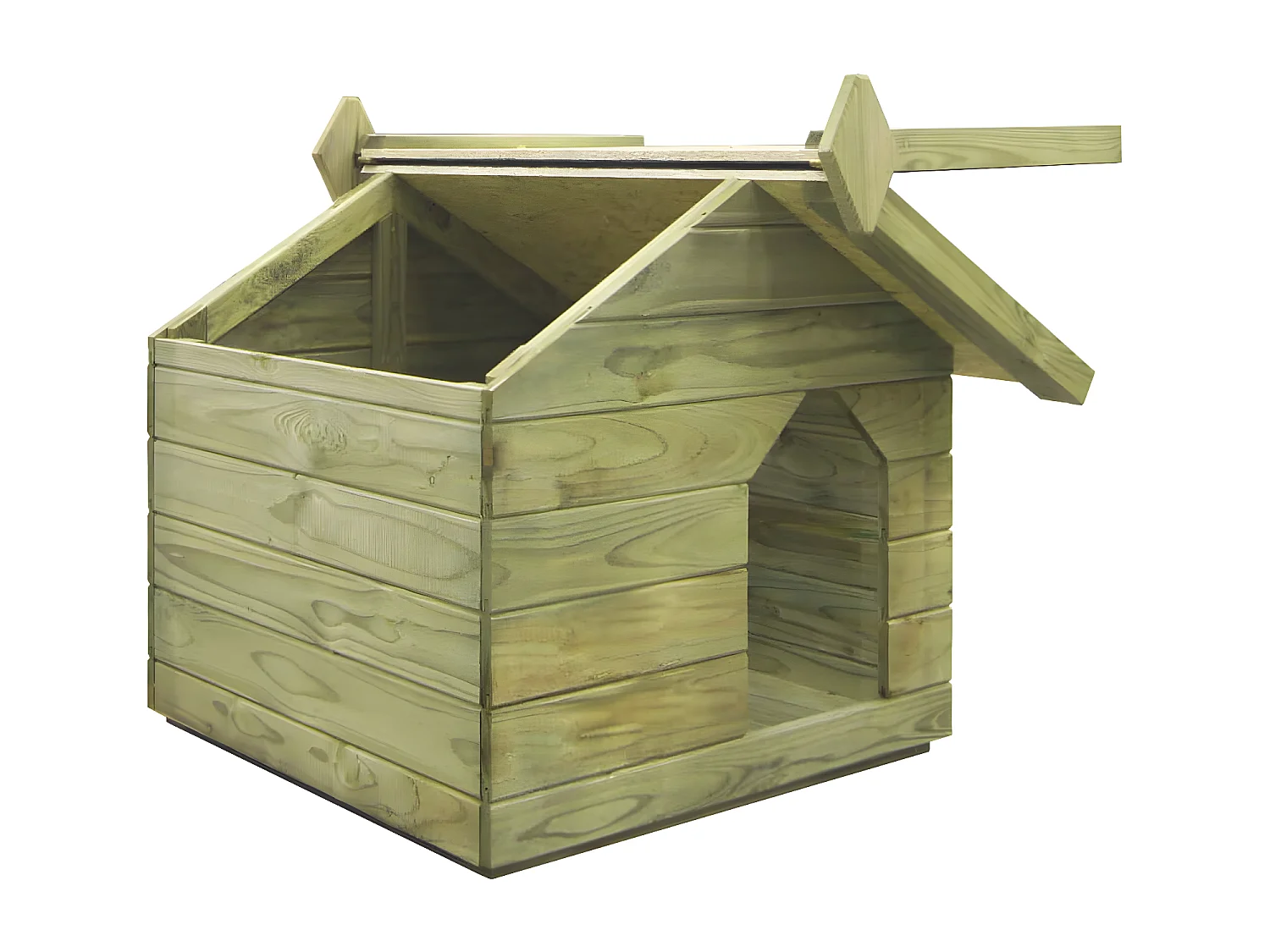 Casota para cão com telhado de abrir pinho impregnado PT450746