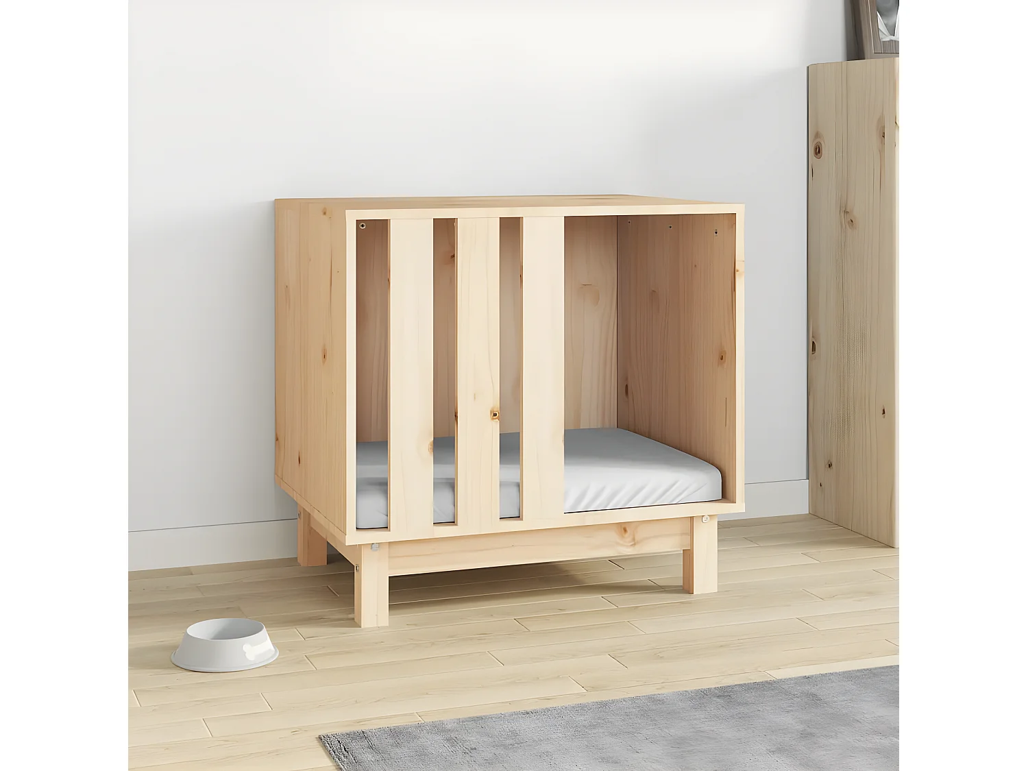 Caseta para perros madera maciza de pino 60x45x57 cm ES223307