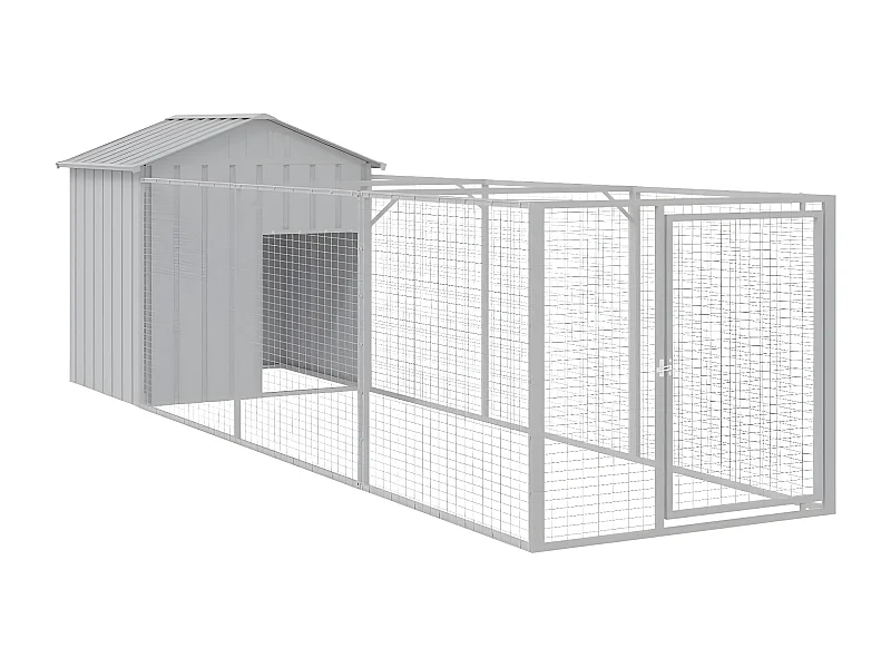 Casota para cães com telhado aço galvanizado cinzento-claro PT310802