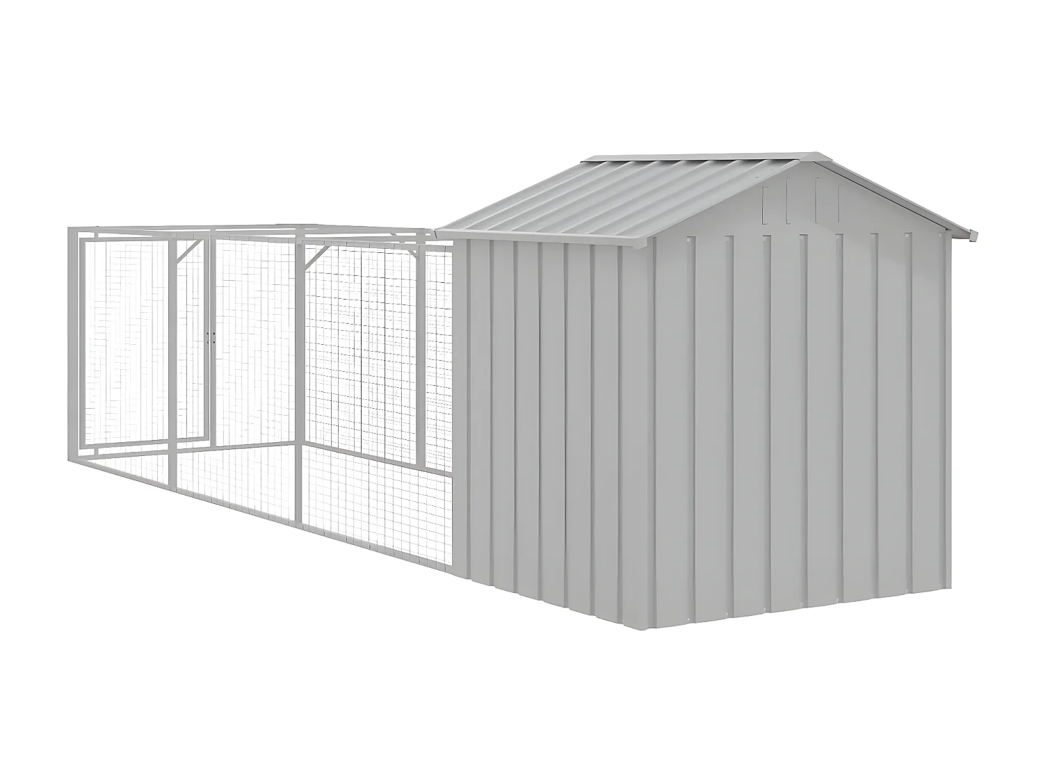 Casota para cães com telhado aço galvanizado cinzento-claro PT310802