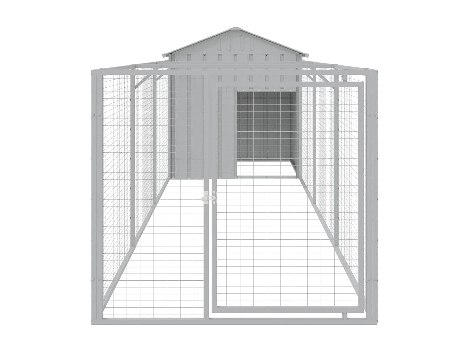 Casota para cães com telhado aço galvanizado cinzento-claro PT310802