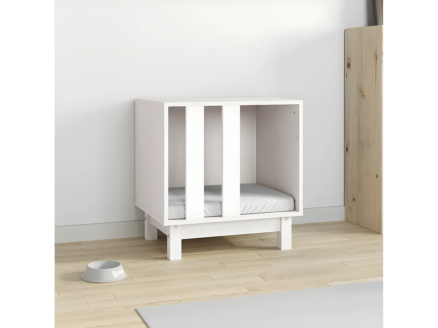 Niche pour chien Blanc 50x40x52 cm Bois de pin massif RG3Q11447