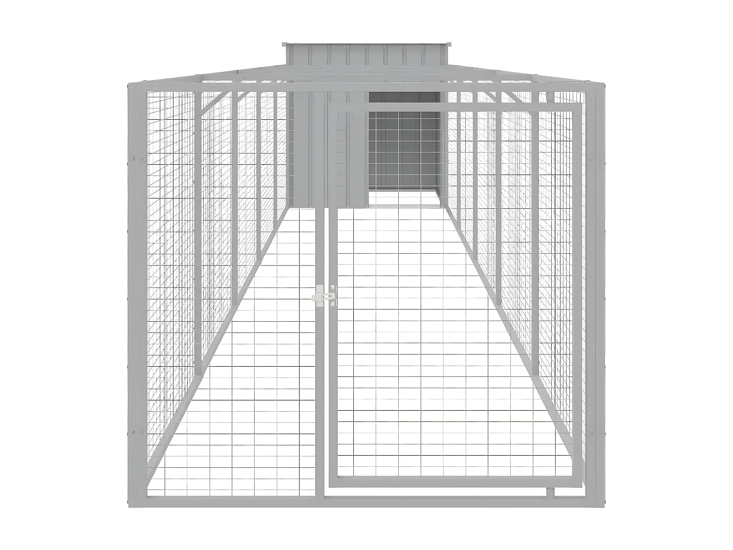 Casota cães c/ parque 110x609x110 cm aço galvaniz. cinza-claro PT867290