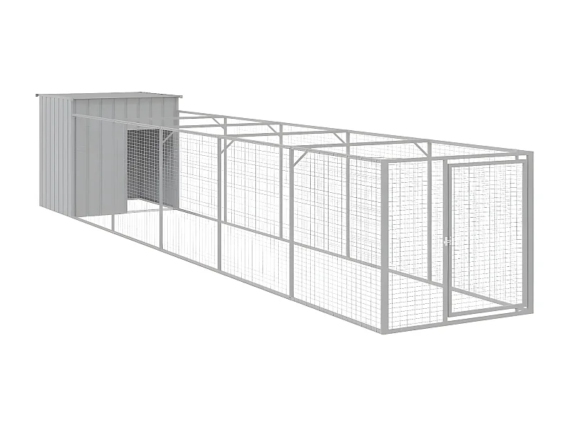 Caseta perros corral acero galvanizado gris claro 110x609x110cm ES207428