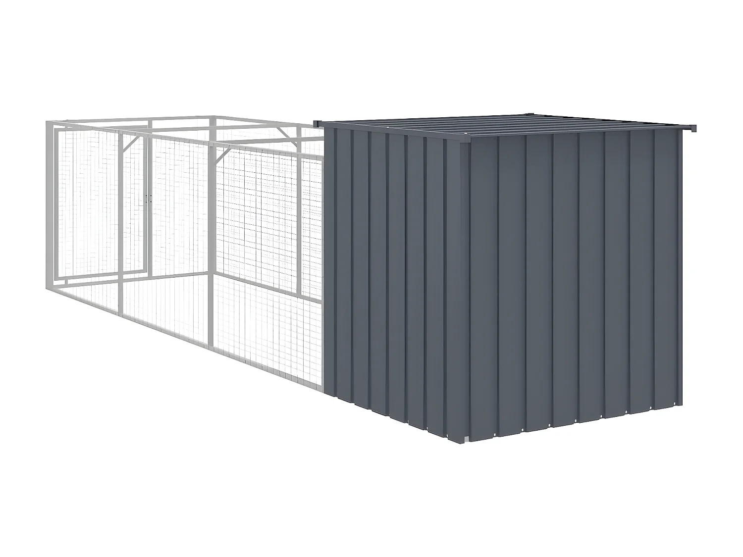 Niche pour chien avec cour anthracite 110x405x110 cm RG3Q43852