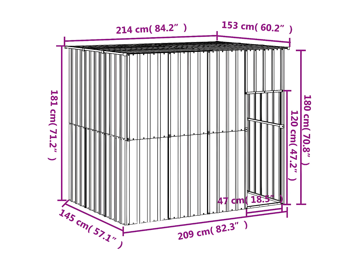 Caseta perros tejado acero galvanizado gris claro 214x153x181cm ES192320