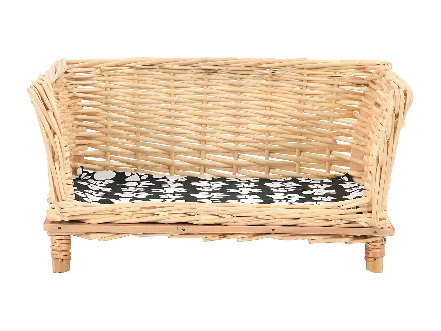 Cesto para cães com almofadão 50x33x30 cm salgueiro genuíno PT198329