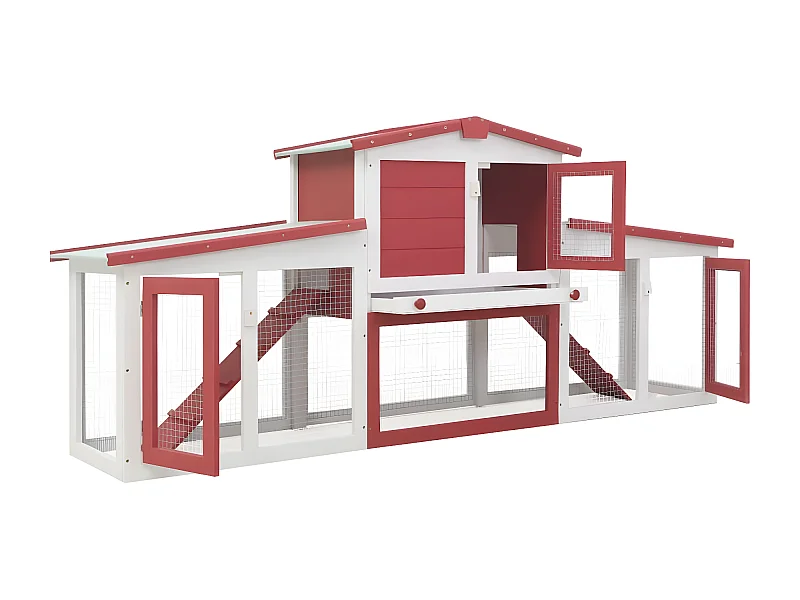 Coelheira exterior grande 204x45x85cm madeira vermelho e branco PT301770