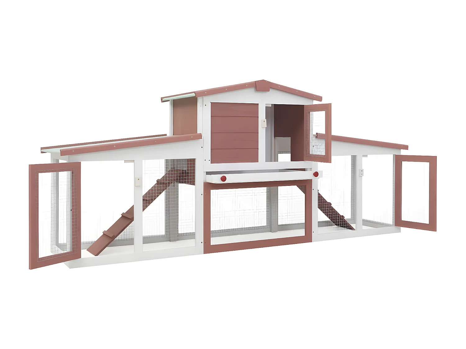 Clapier large d'extérieur Marron et blanc 204x45x85 cm Bois RG3Q31772