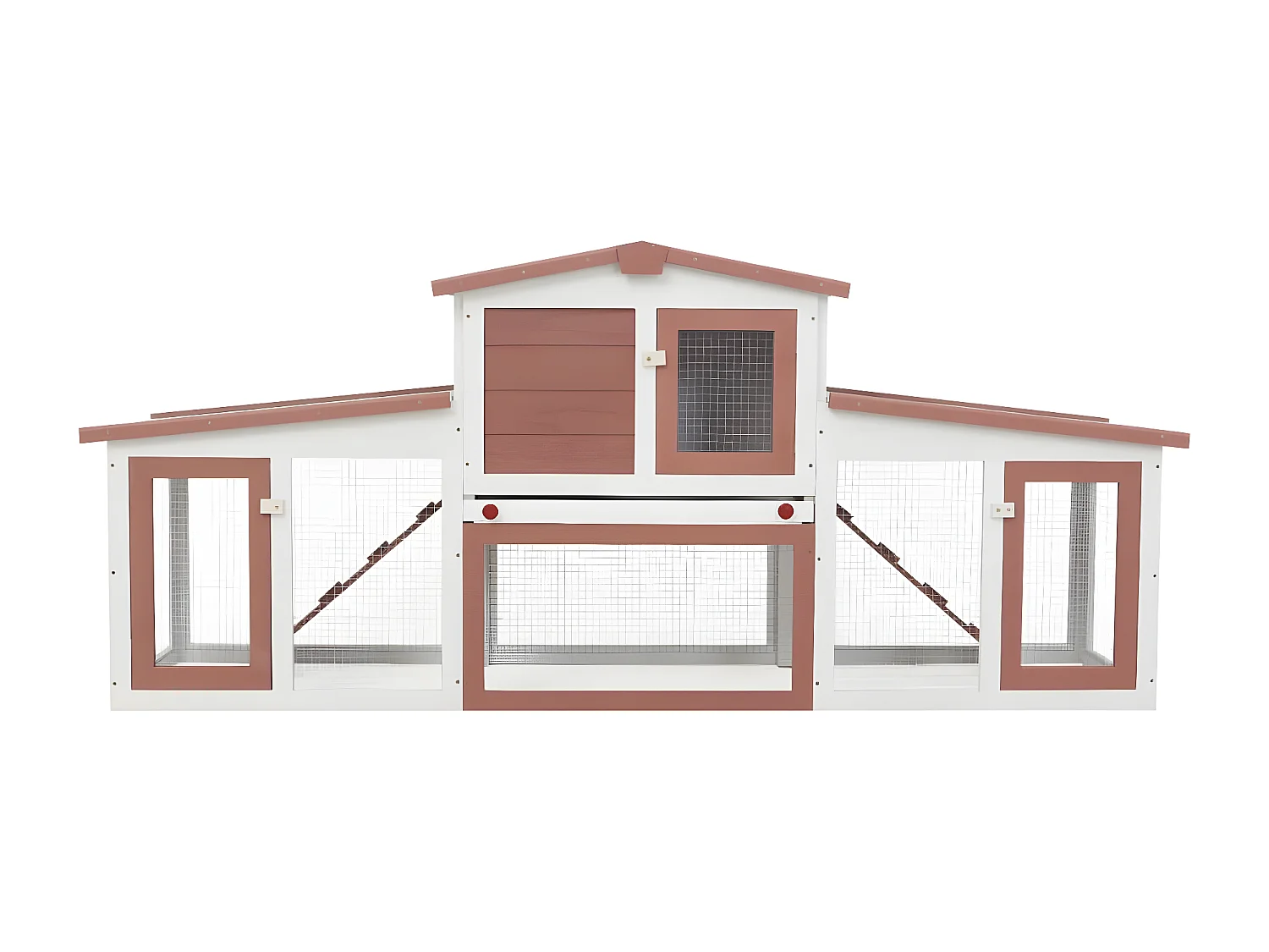 Clapier large d'extérieur Marron et blanc 204x45x85 cm Bois RG3Q31772