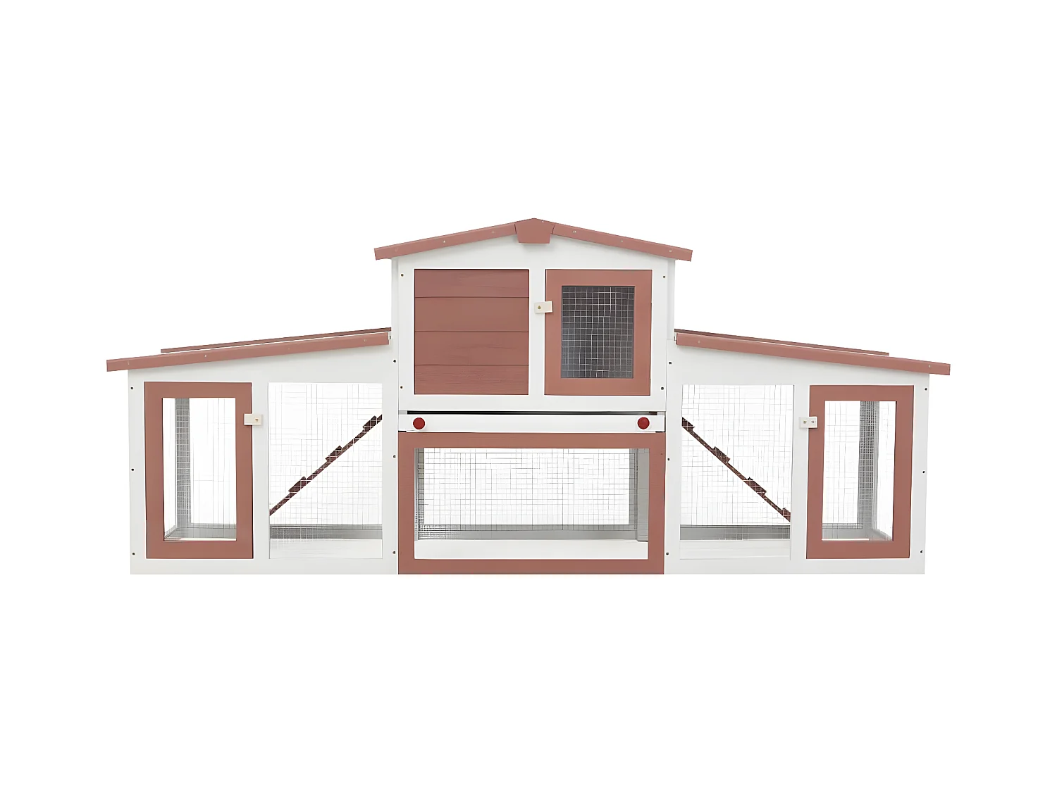 Jaula de animales grande madera marrón y blanco 204x45x85 cm ES782568