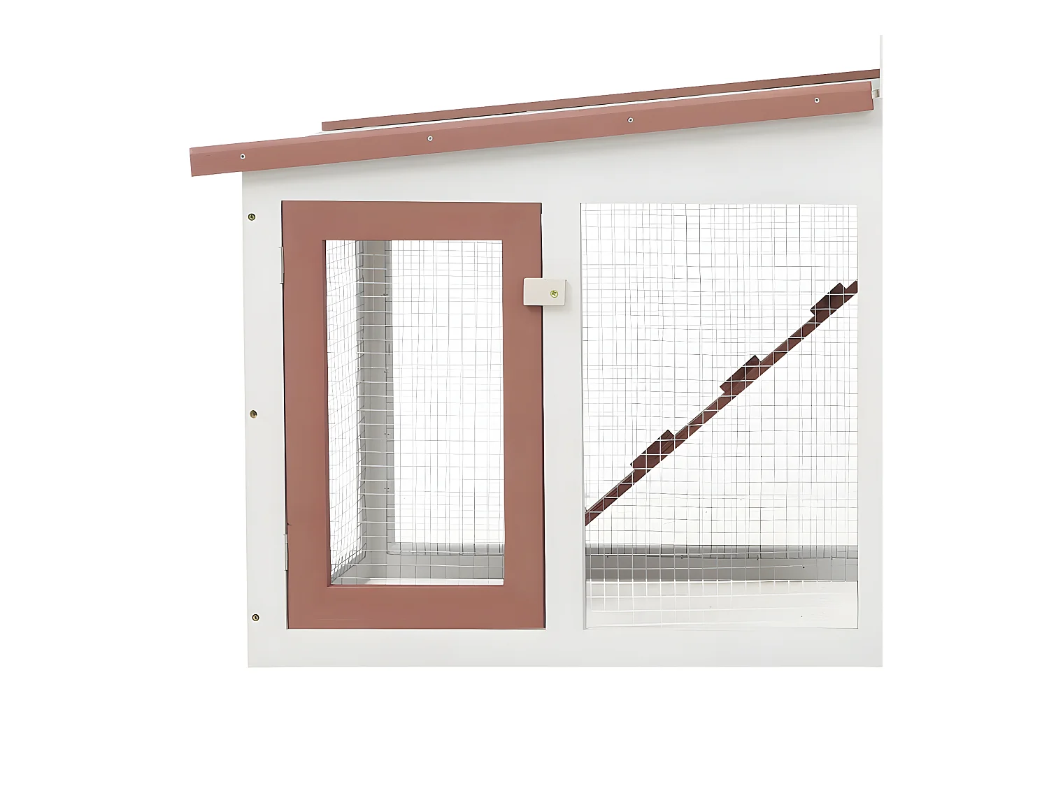 Jaula de animales grande madera marrón y blanco 204x45x85 cm ES782568