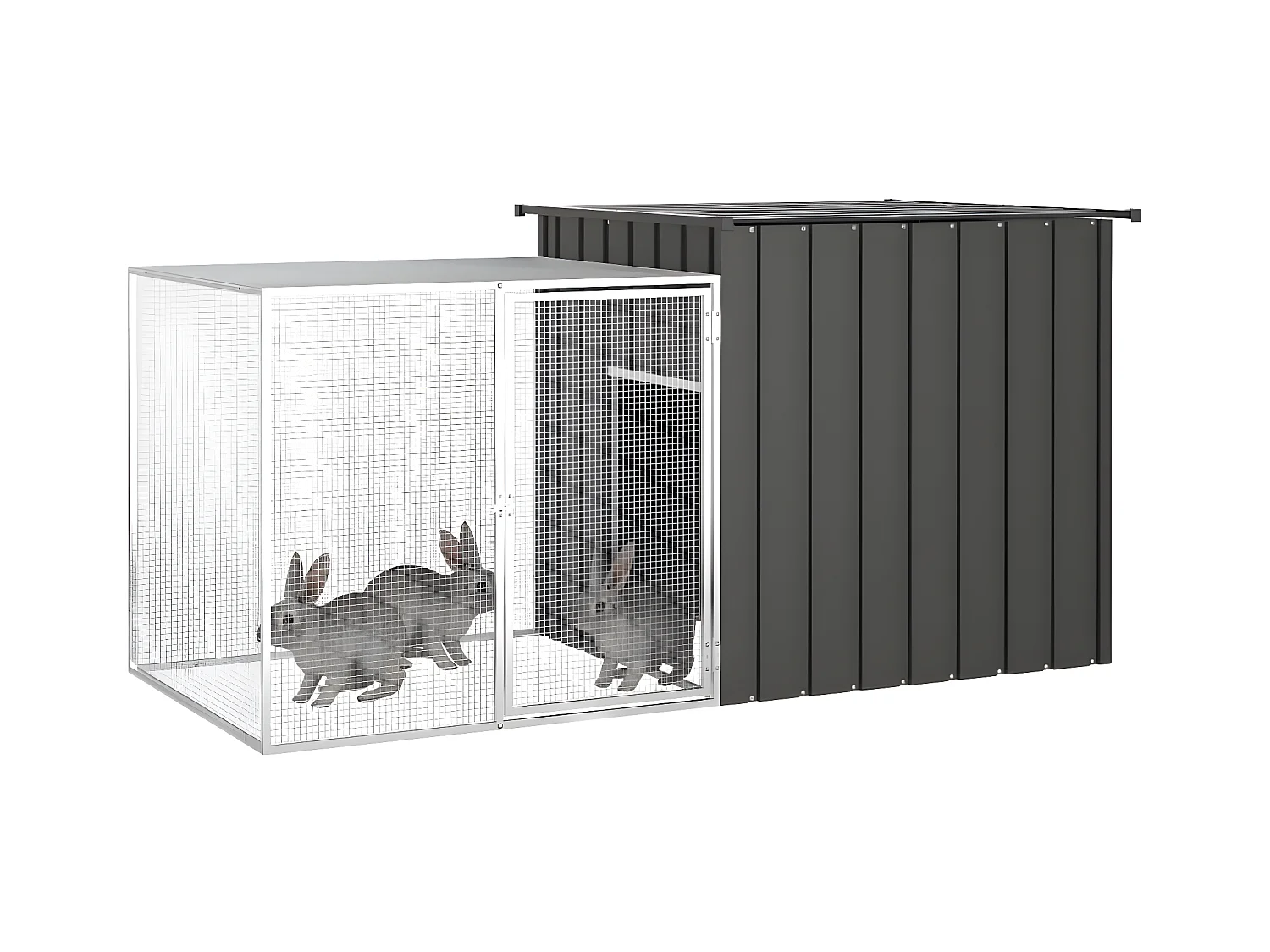 Jaula de conejos acero galvanizado antracita 200x91x100 cm ES145397