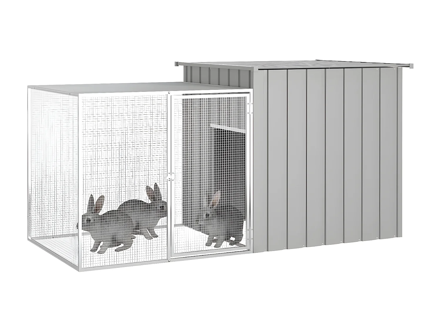 Gaiola p/ coelhos 200x91x100 cm aço galvanizado cinzento PT975561