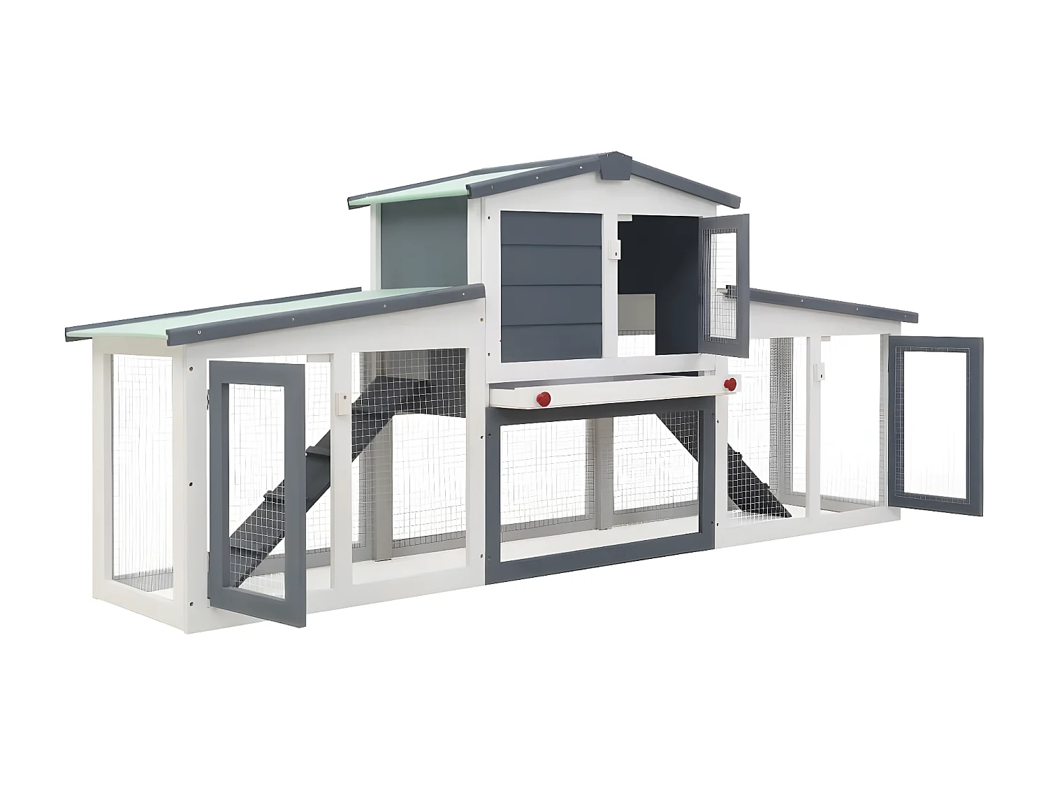 Coelheira exterior grande 204x45x85cm madeira cinzento e branco PT175398