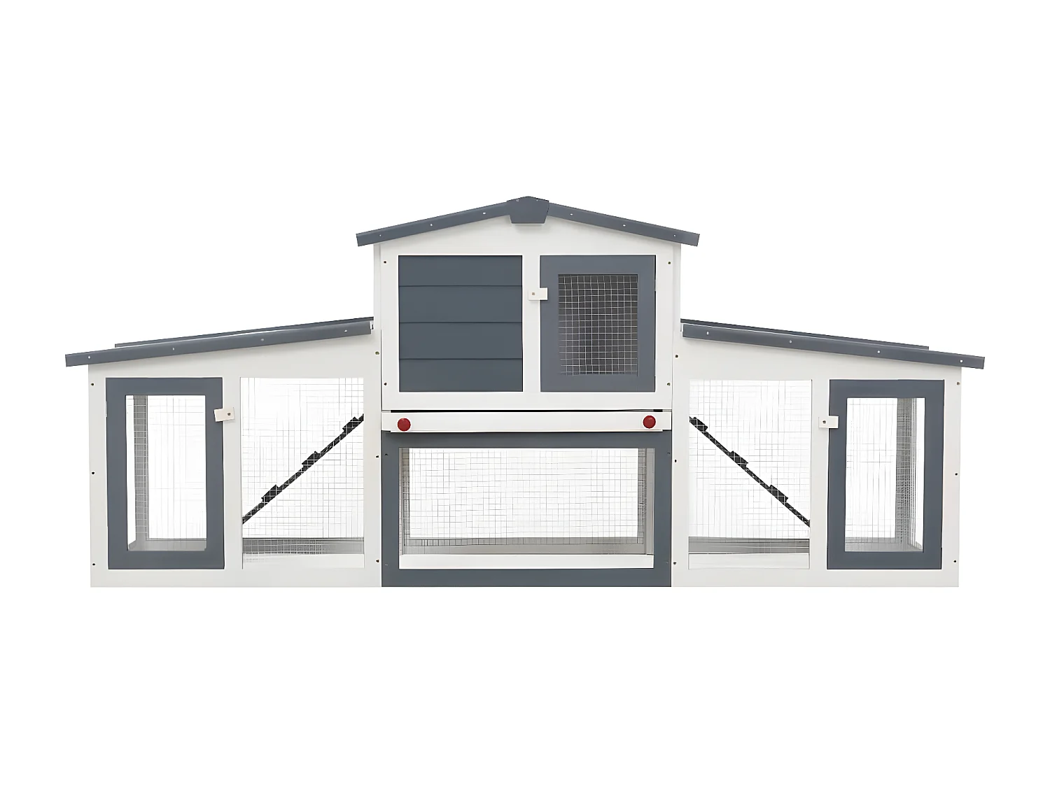 Coelheira exterior grande 204x45x85cm madeira cinzento e branco PT175398