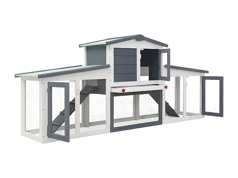 Coelheira exterior grande 204x45x85cm madeira cinzento e branco PT175398