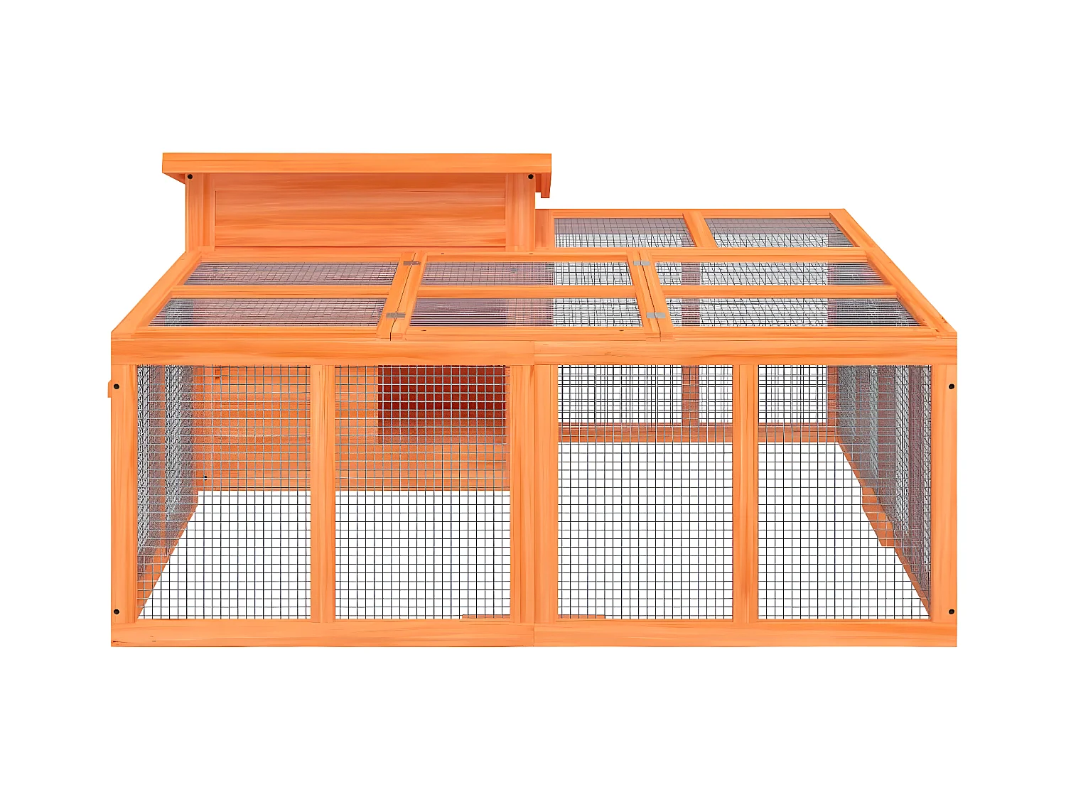 Conejera de madera maciza de pino marrón 144x123x67,5 cm ES871477