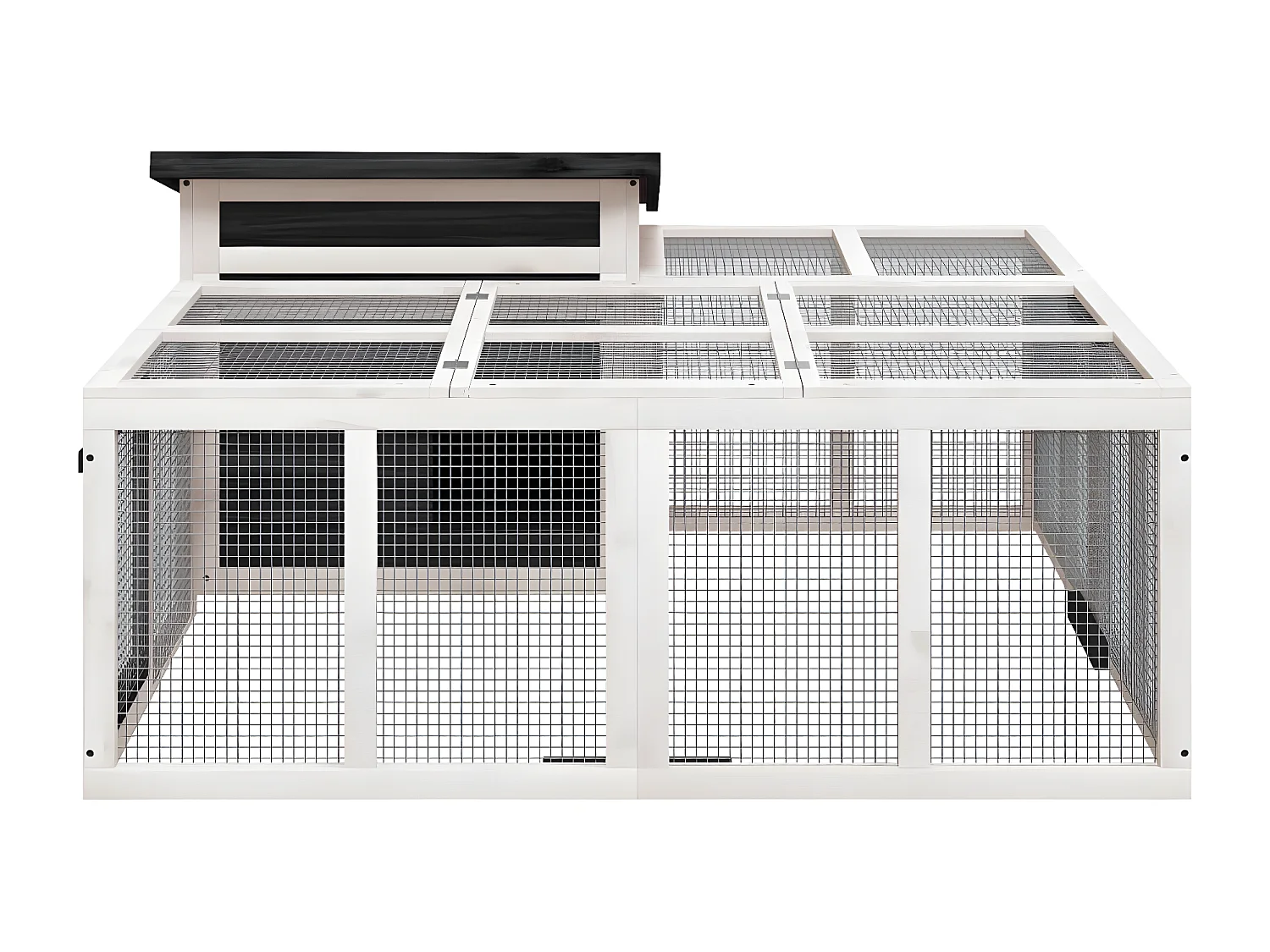 Conejera de madera maciza de pino gris 144x123x67,5 cm ES917394