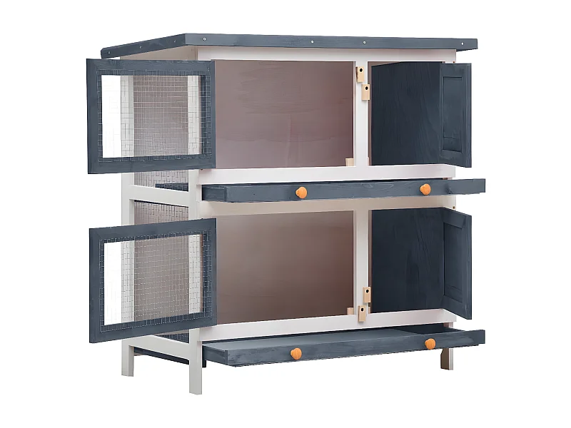 Clapier d'extérieur 4 portes Gris Bois RG3Q28100