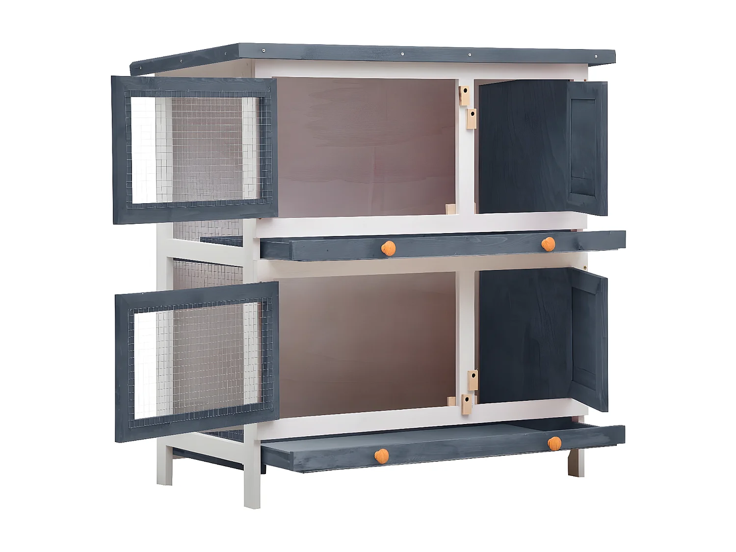 Coelheira de exterior 4 portas madeira cinzento PT967843